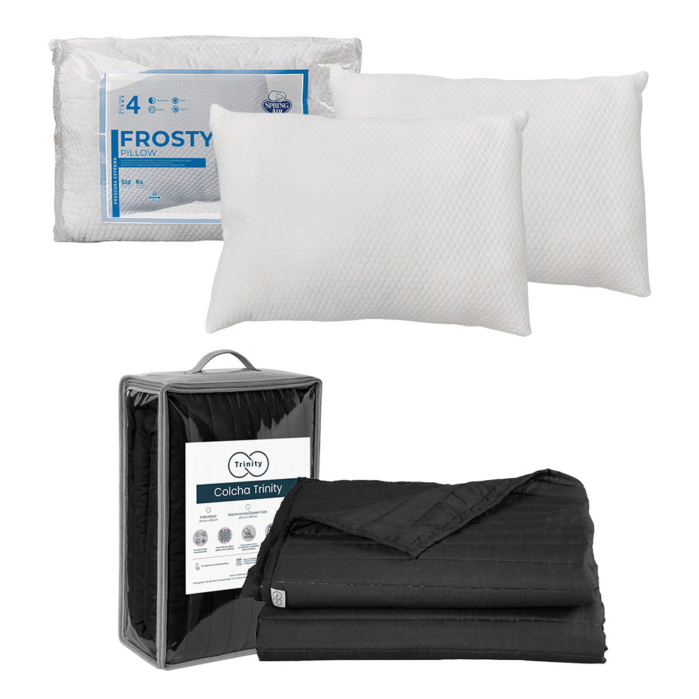 Colcha Trinity Negra con Ropa de Cama