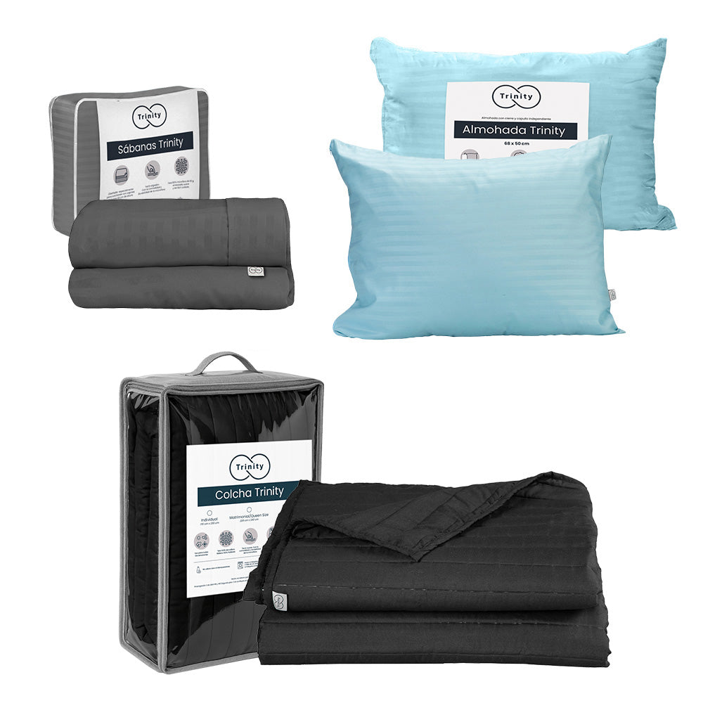 Colcha Trinity Rosa con Ropa de Cama