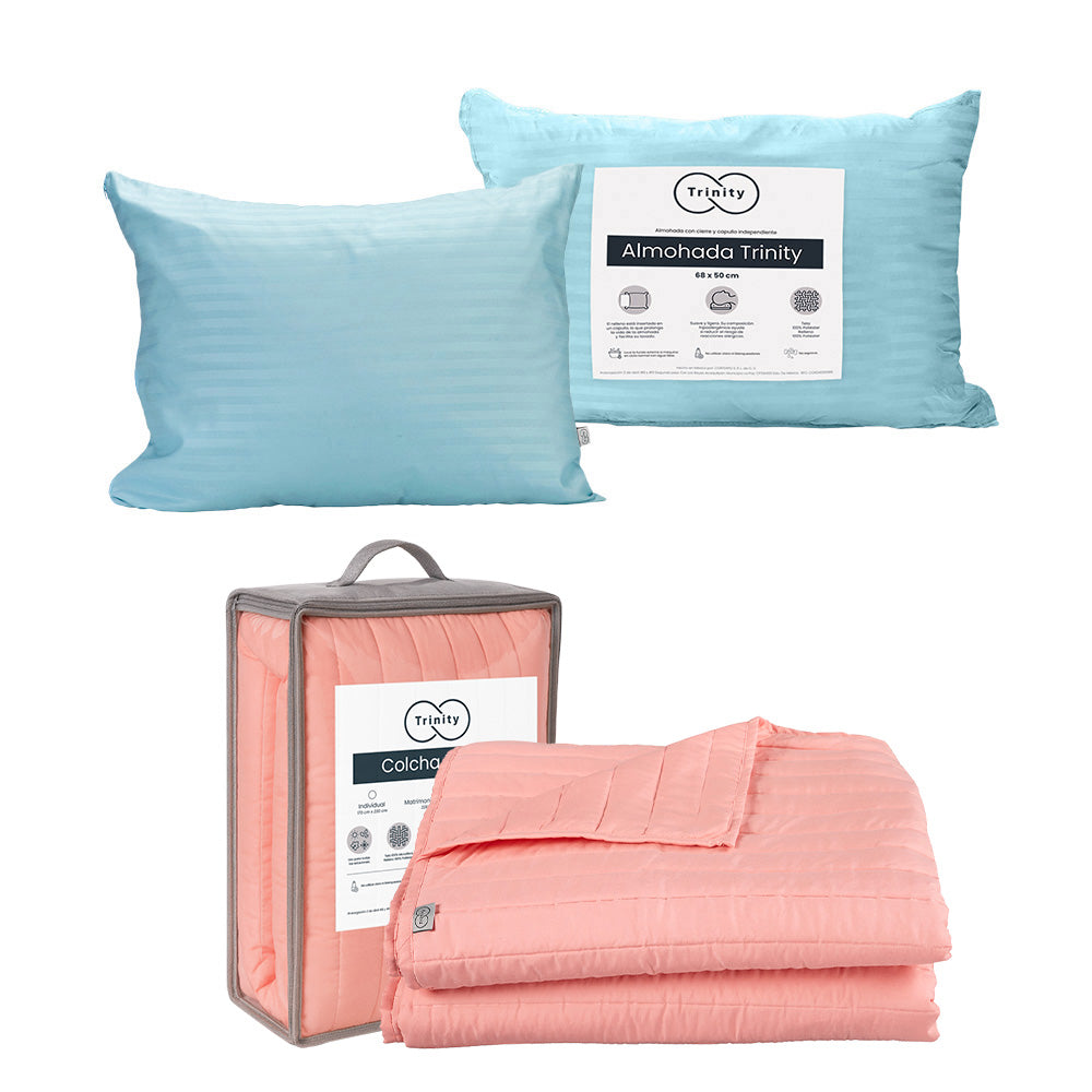 Colcha Trinity Rosa con Ropa de Cama