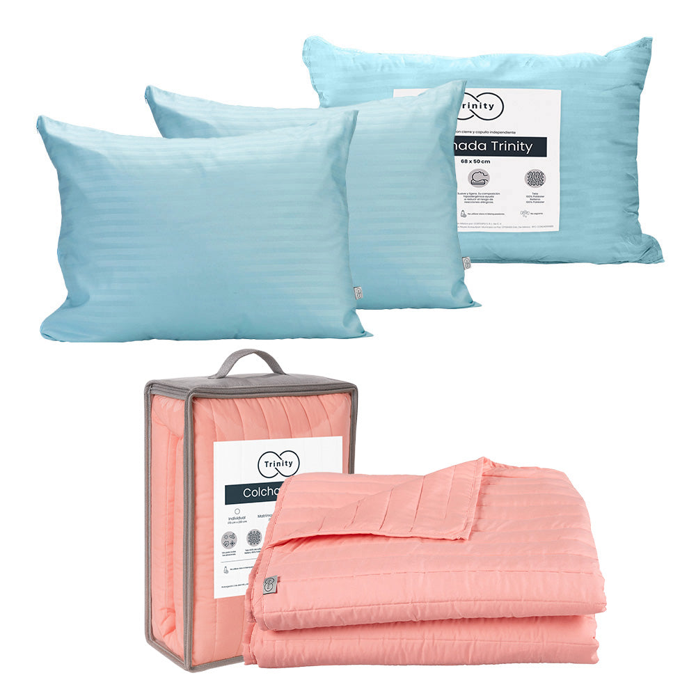 Colcha Trinity Rosa con Ropa de Cama