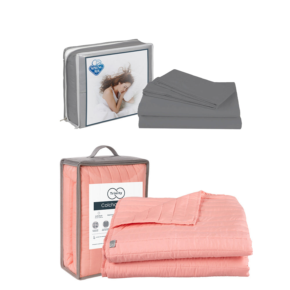 Colcha Trinity Rosa con Ropa de Cama