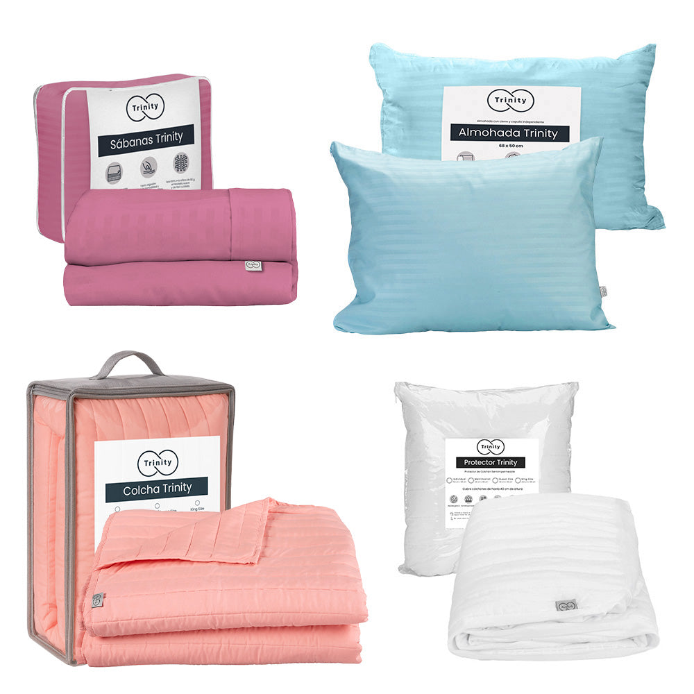 Colcha Trinity Rosa con Ropa de Cama