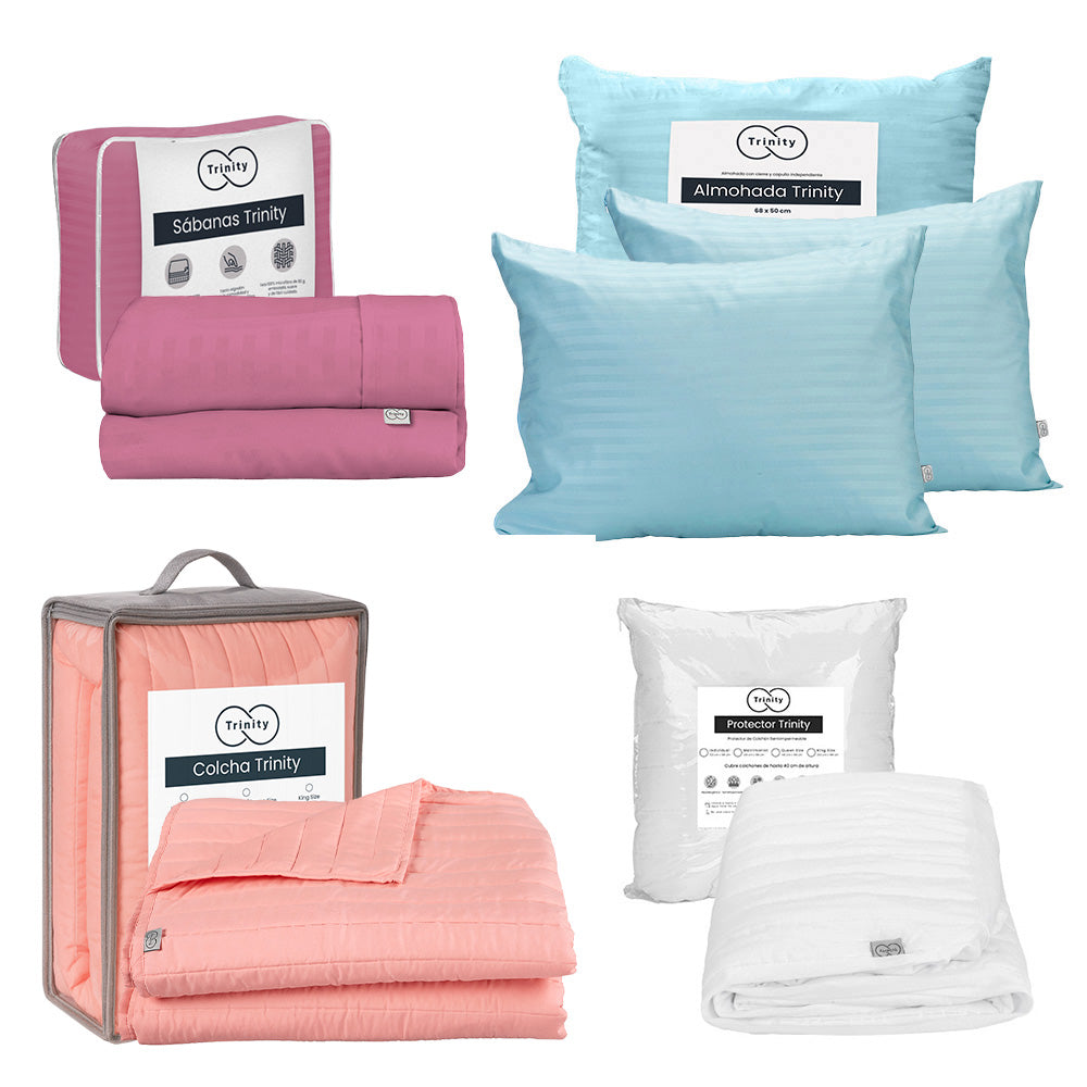 Colcha Trinity Rosa con Ropa de Cama