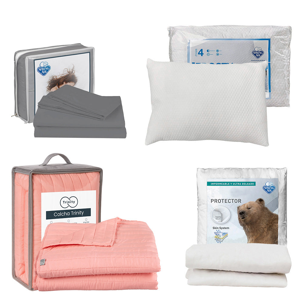 Colcha Trinity Rosa con Ropa de Cama