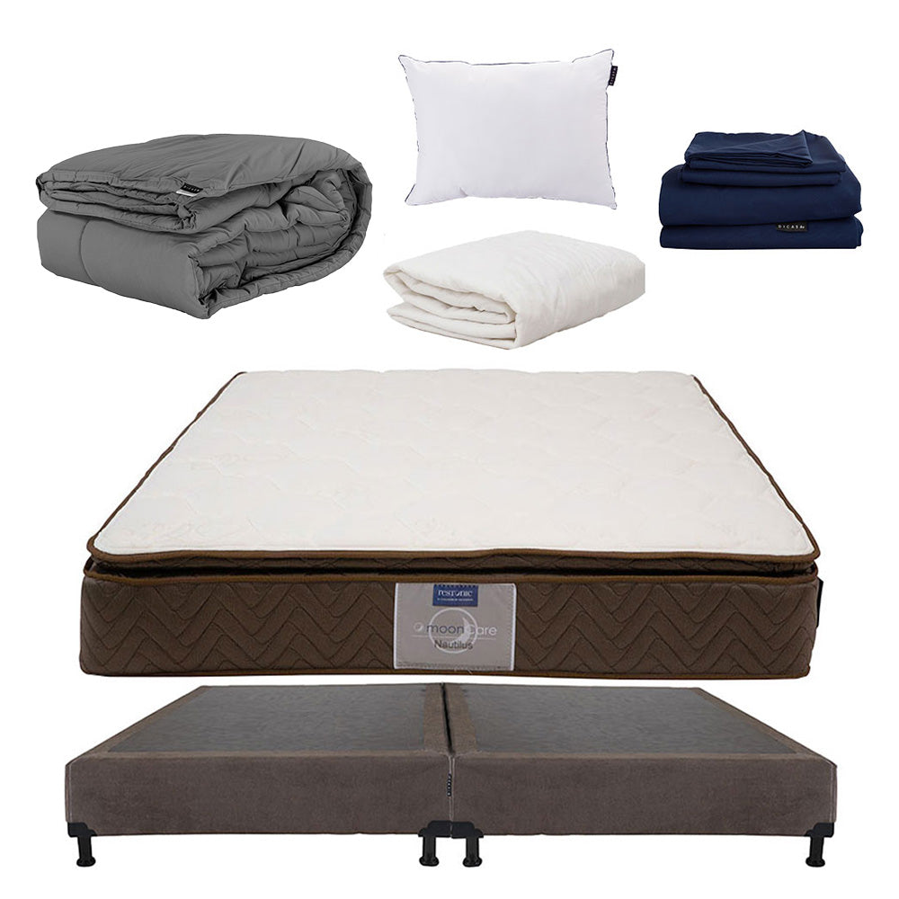 Colchón Restonic Nautilus Con Box Con Ropa de Cama