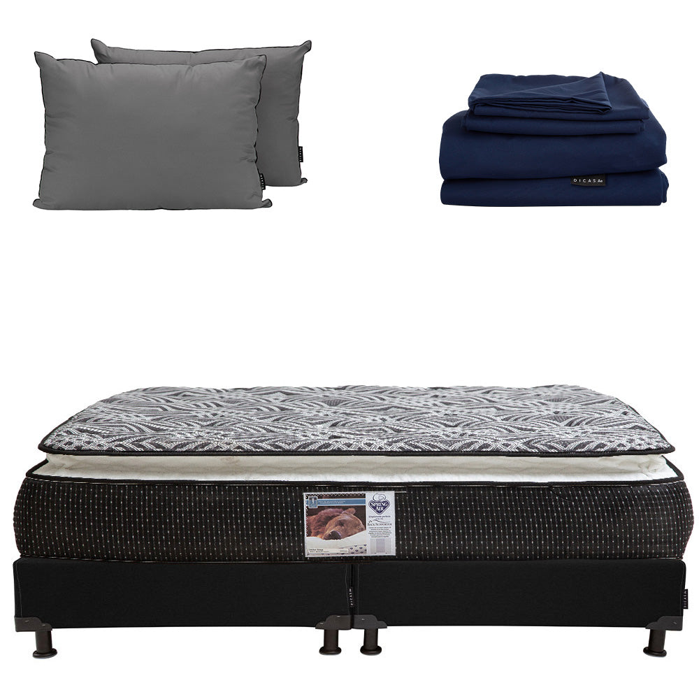 Colchón Spring Air Omega con Box con Ropa de Cama