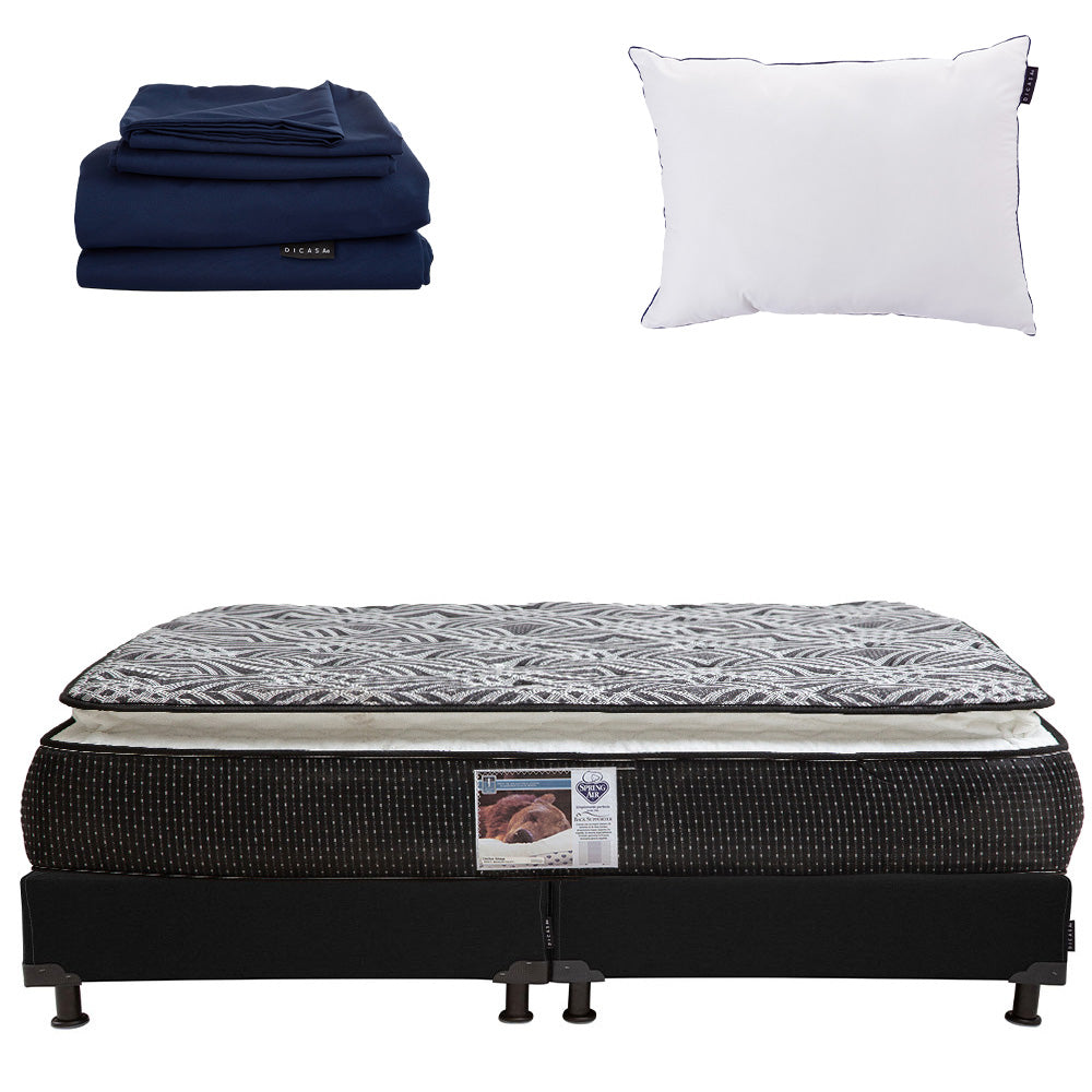 Colchón Spring Air Omega con Box con Ropa de Cama