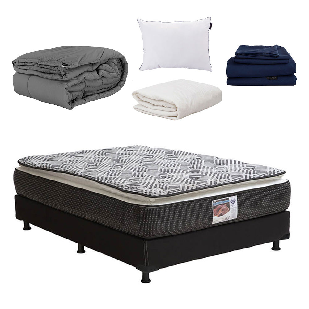 Colchón Spring Air Omega con Box con Ropa de Cama