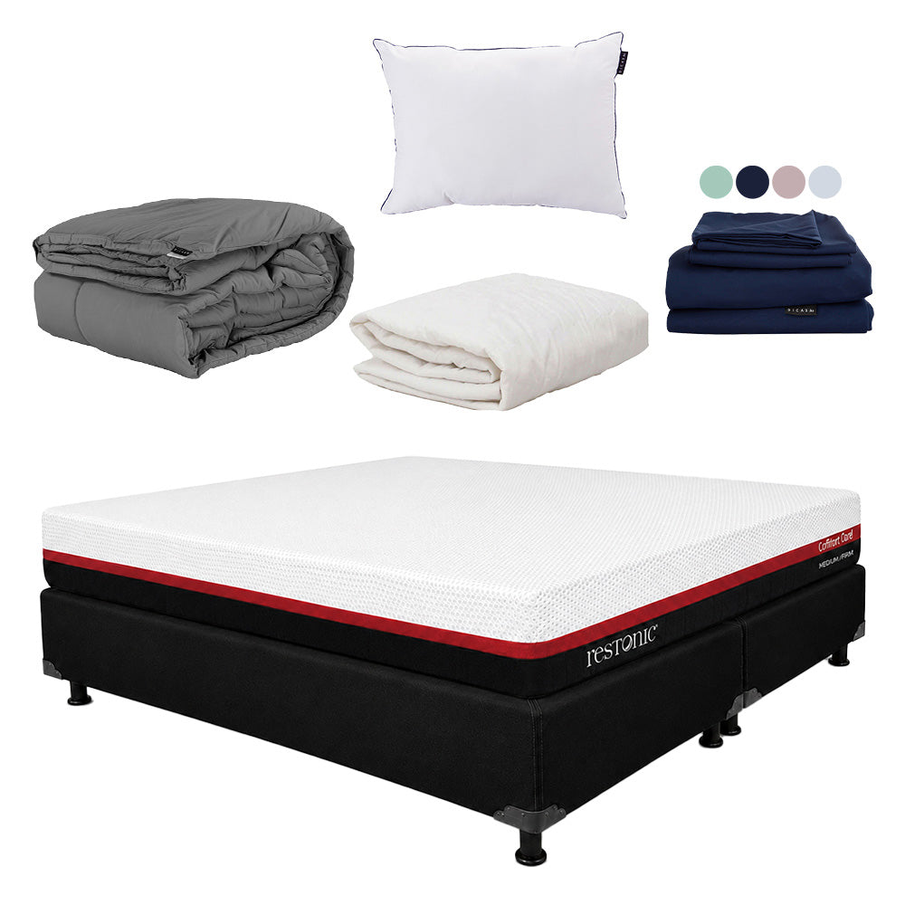 Colchón Restonic Lather con Box con Ropa de Cama