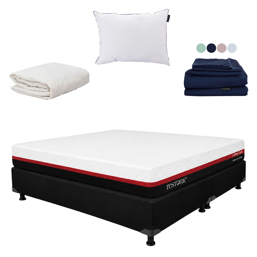 Colchón Restonic Lather con Box con Ropa de Cama