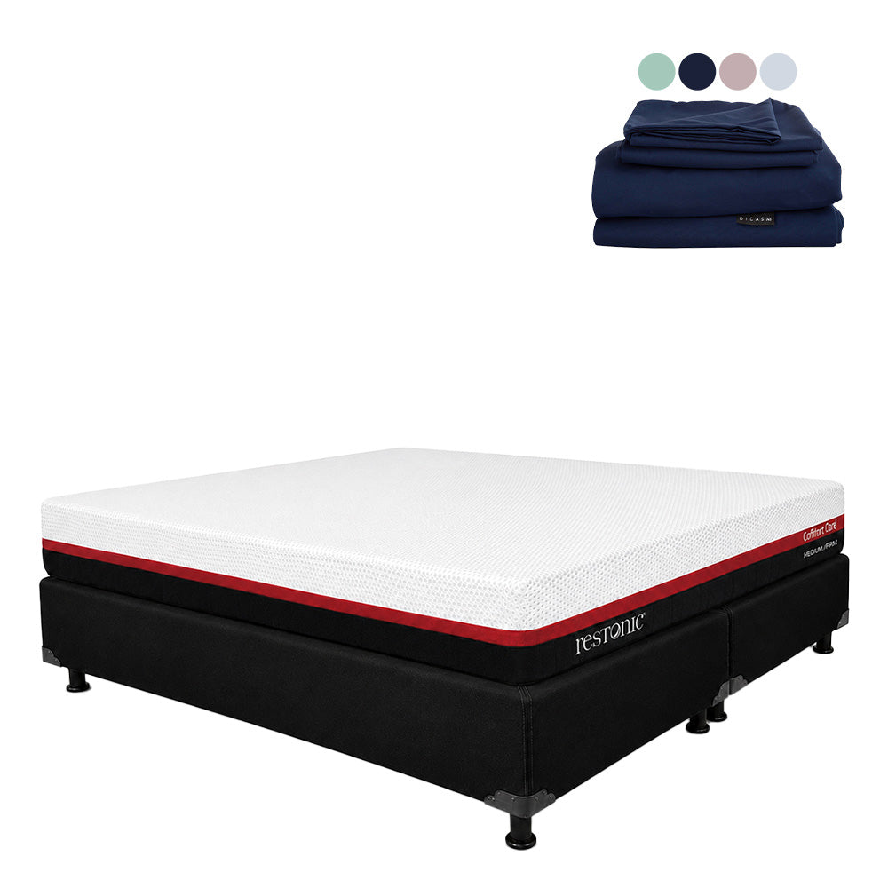 Colchón Restonic Lather con Box con Ropa de Cama