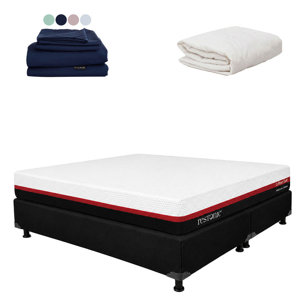 Colchón Restonic Lather con Box con Ropa de Cama