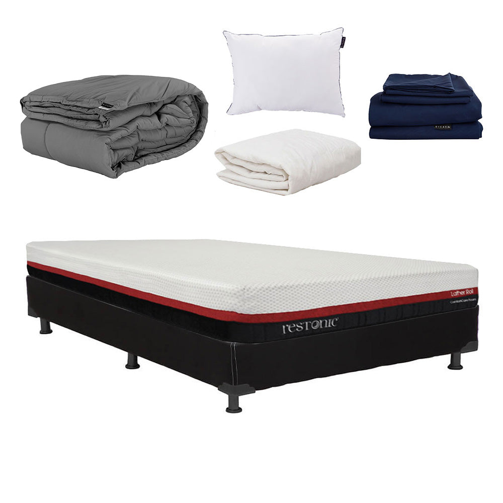 Colchón Restonic Lather con Box con Ropa de Cama
