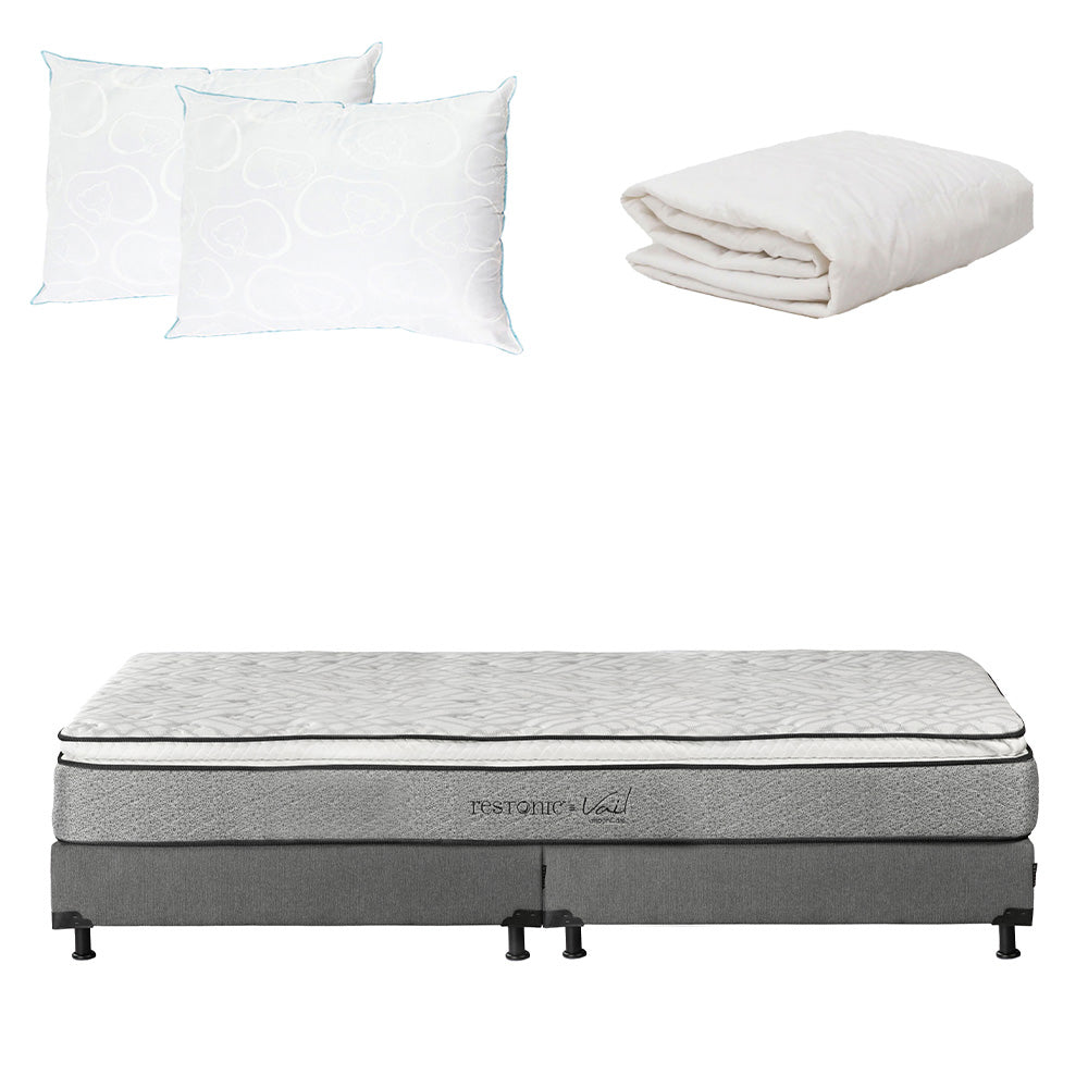 Colchón Restonic Vail con Box con Ropa de Cama