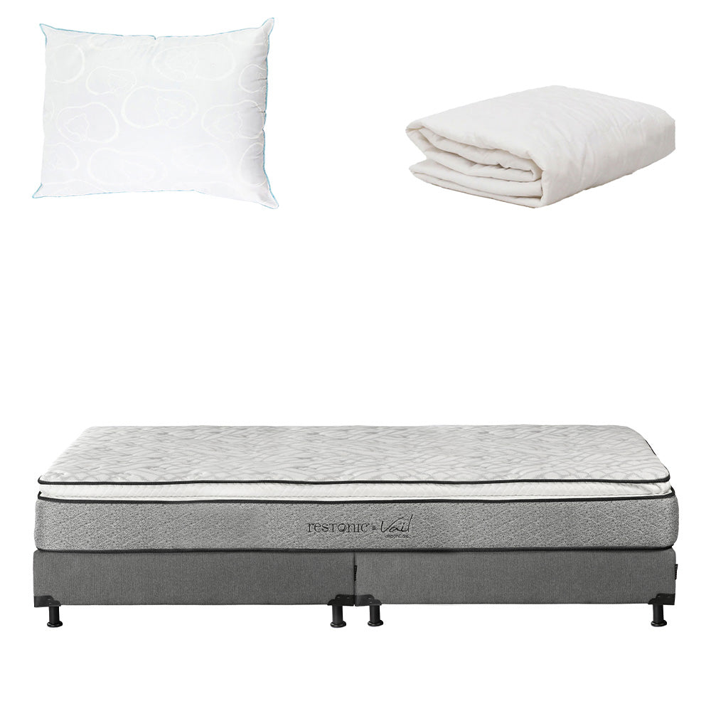 Colchón Restonic Vail con Box con Ropa de Cama