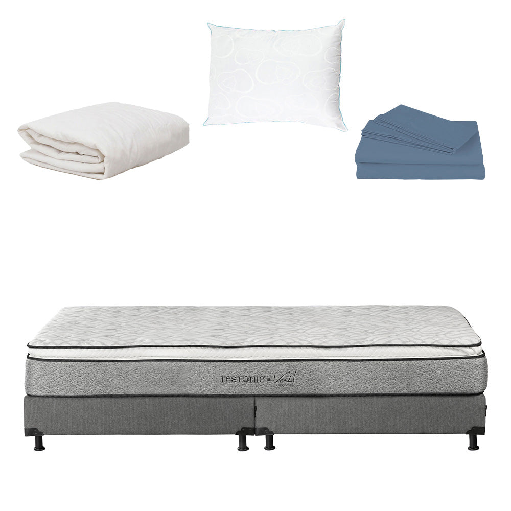 Colchón Restonic Vail con Box con Ropa de Cama