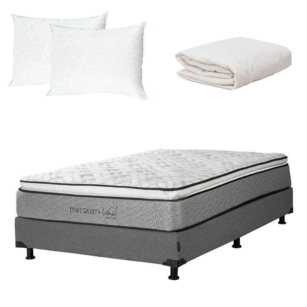 Colchón Restonic Vail con Box con Ropa de Cama