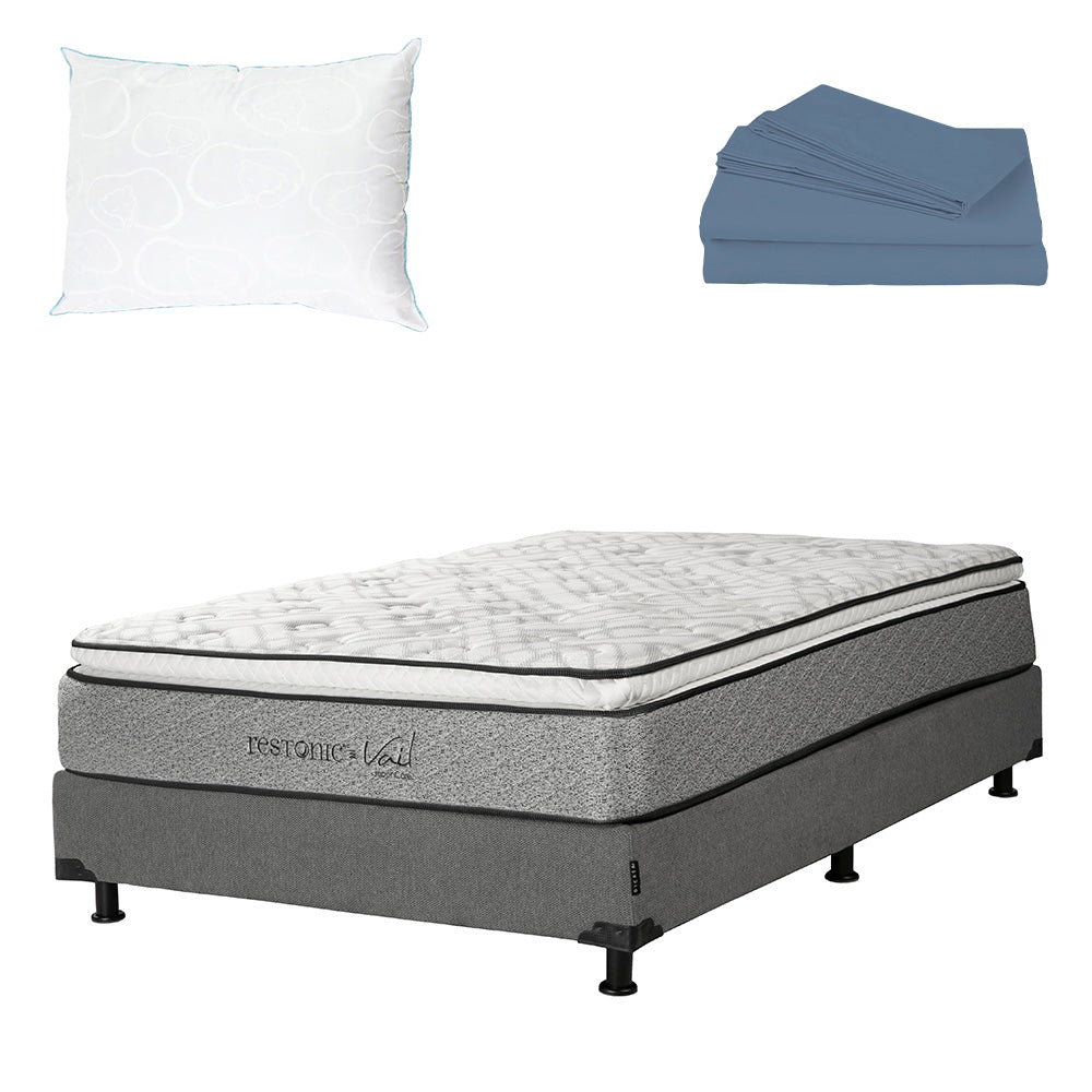 Colchón Restonic Vail con Box con Ropa de Cama