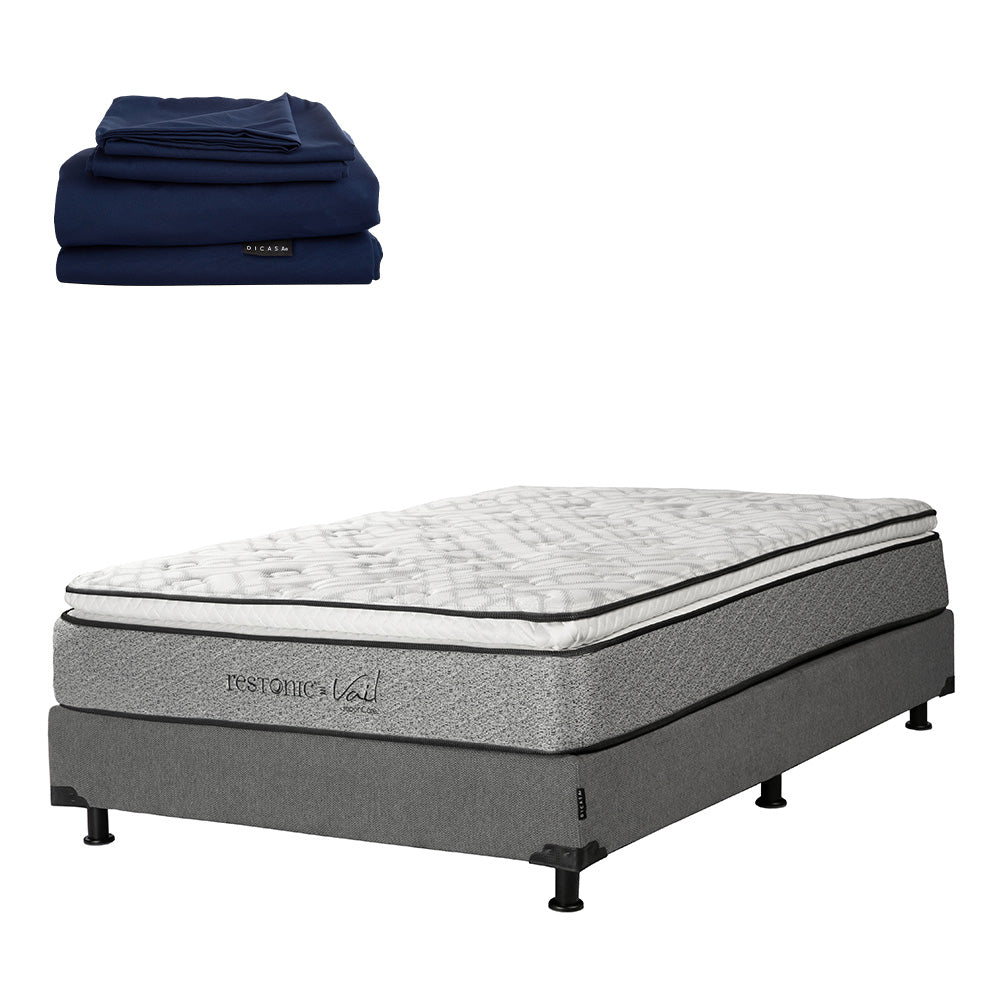 Colchón Restonic Vail con Box con Ropa de Cama