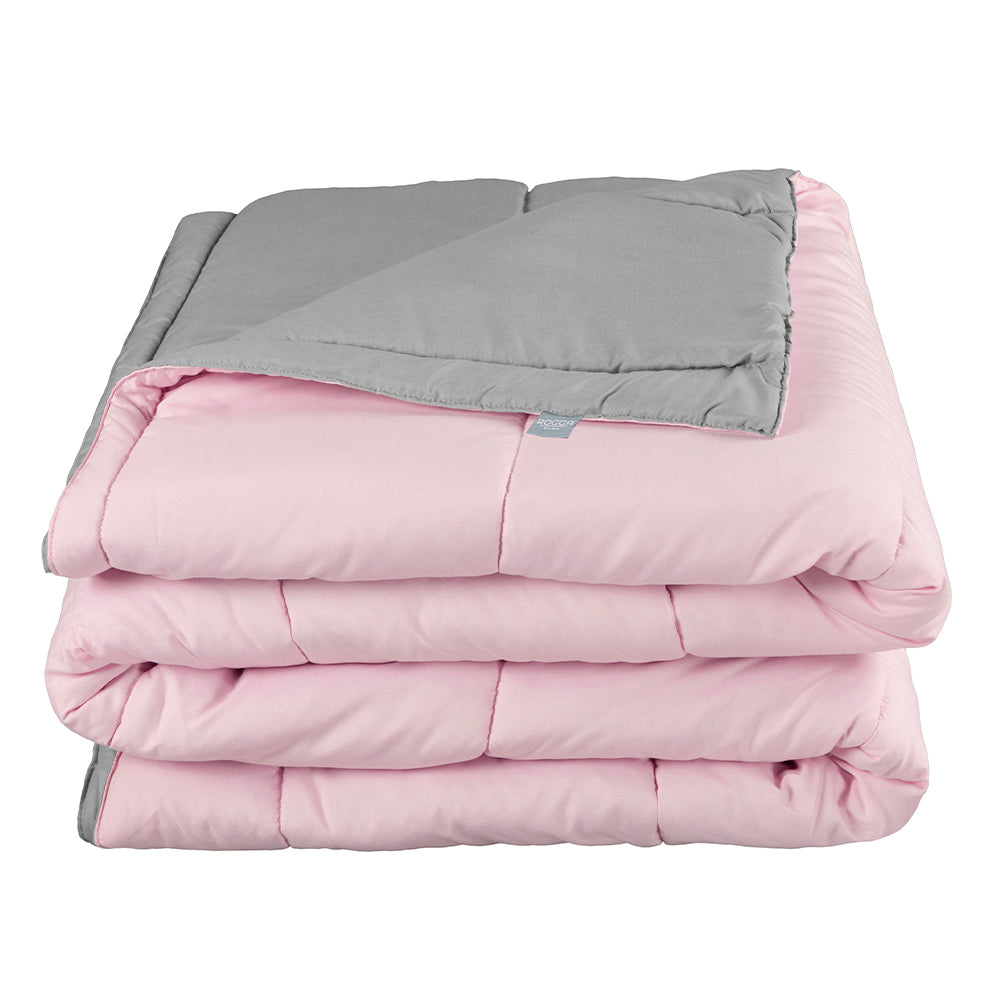 Edredón Rogga Rosa-Gris Perla con Ropa de Cama