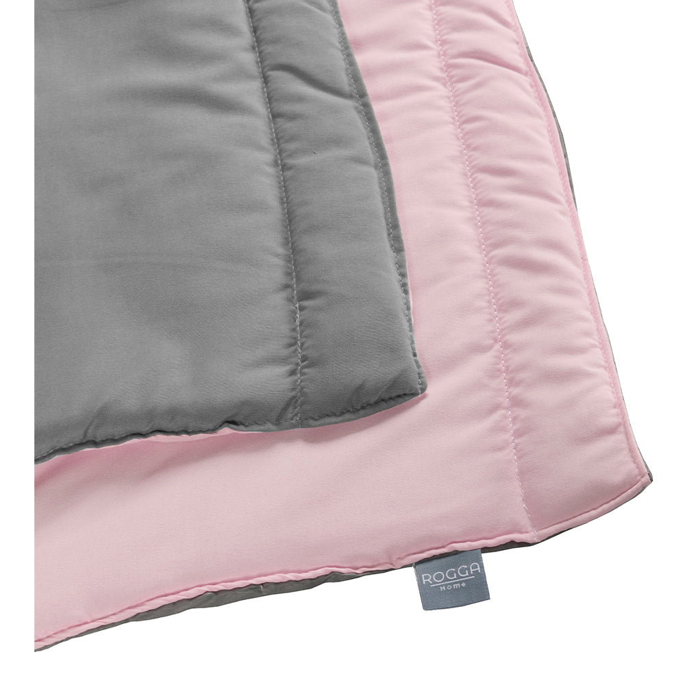 Edredón Rogga Rosa-Gris Perla con Ropa de Cama