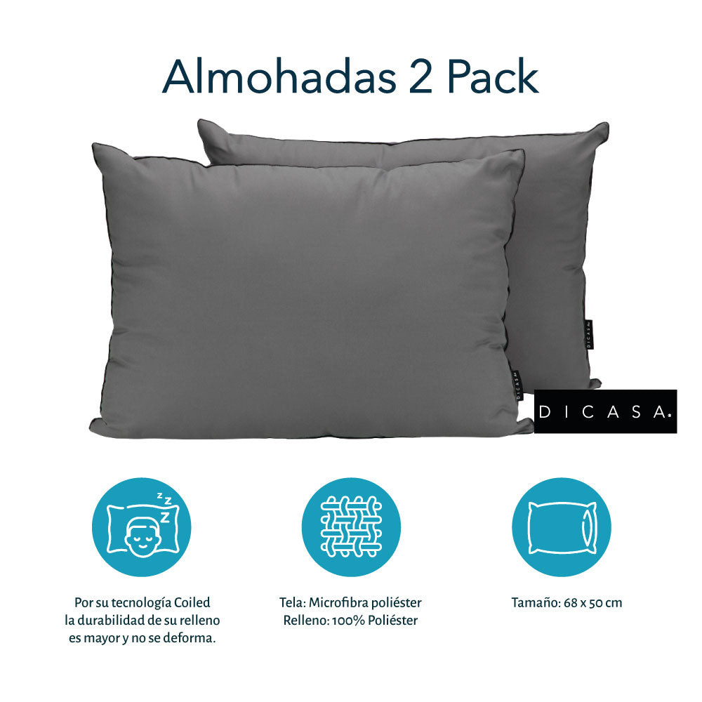 Cabecera Nix con Base Cama Gris. Regalo: Almohadas, Frazada y Libro