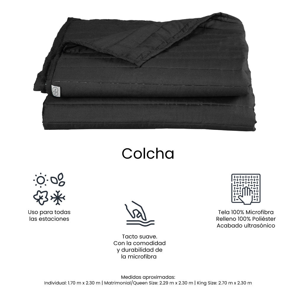 Colcha Trinity Negra con Ropa de Cama