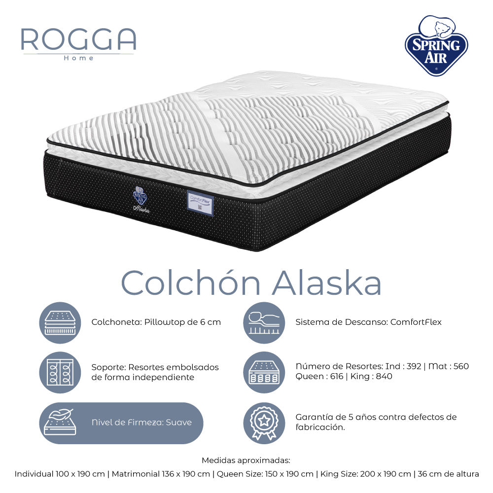Colchón Spring Air Alaska con Ropa de Cama