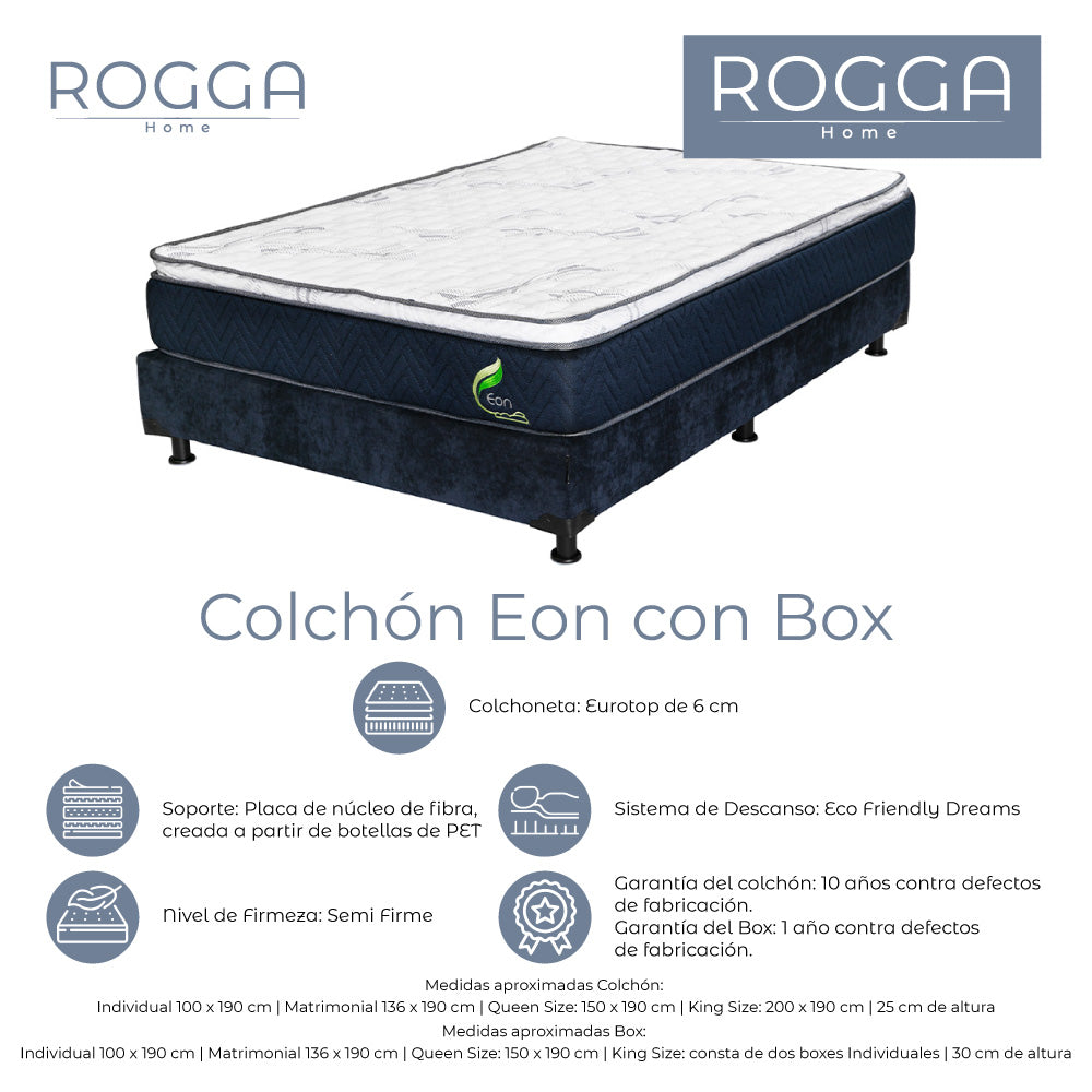 Colchón Eon  con box con Ropa de Cama