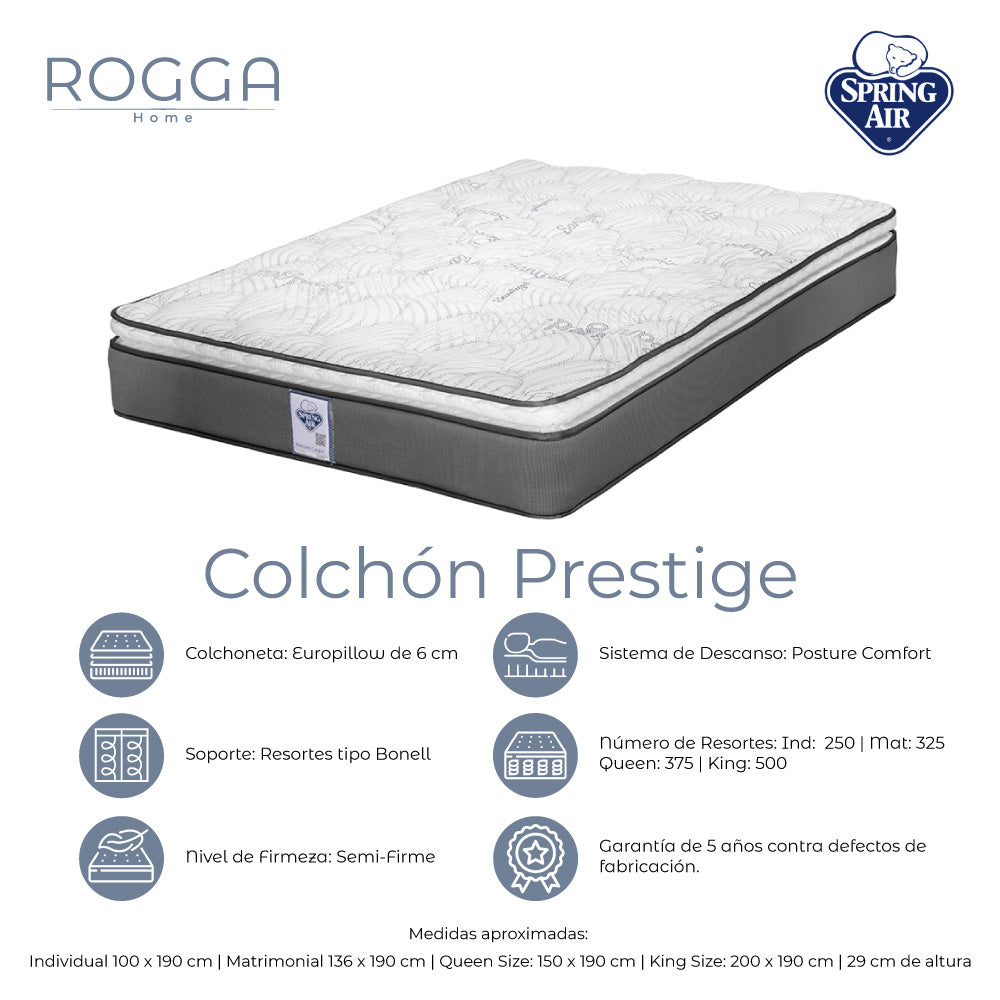 Colchón Spring Air Prestige con Ropa de Cama