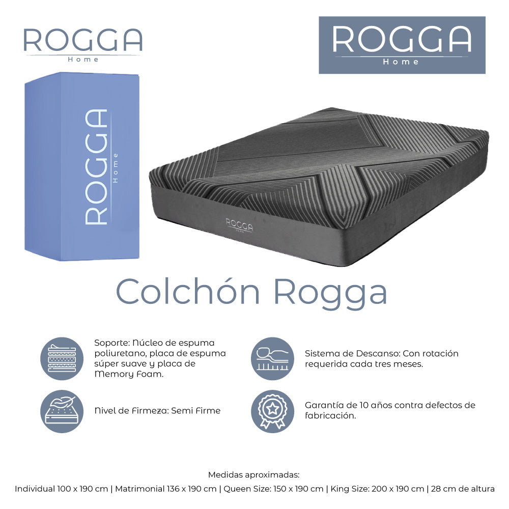 Colchón Rogga con Ropa de Cama