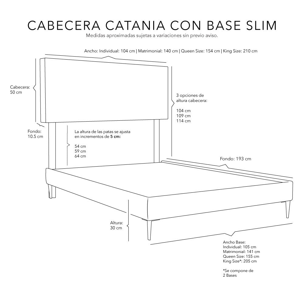 Cabecera Catania con Base Cama Slim