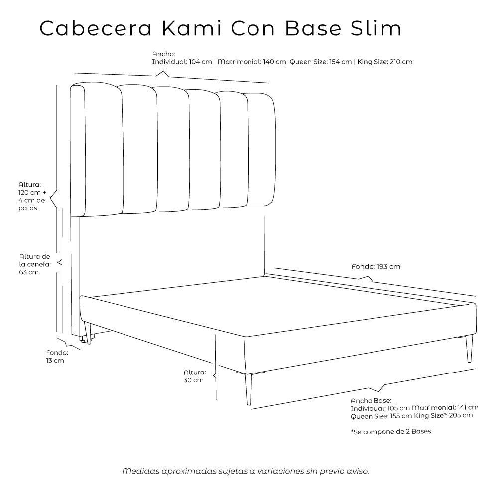Cabecera Kami con Base Cama Slim