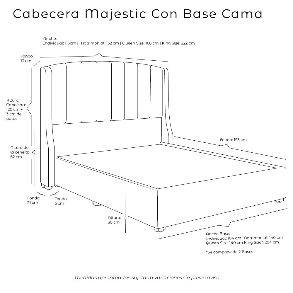 Cabecera Majestic con Base Cama