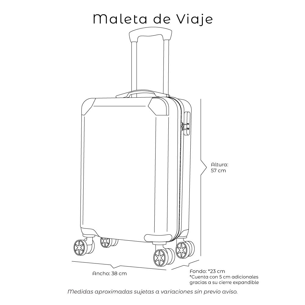 Maleta de Mano Rígida Expandible 10Kg | Con Ruedas 360° – Ideal para Viaje y Cabina