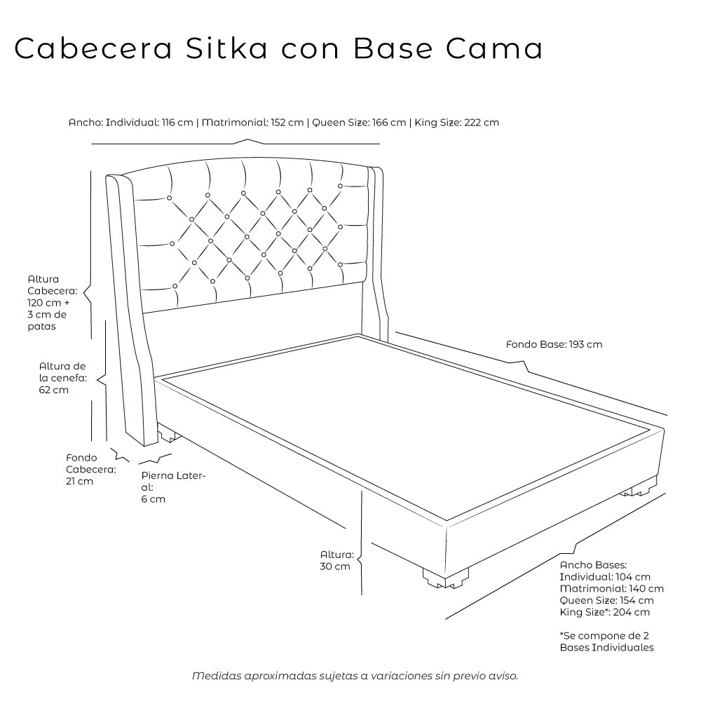 Cabecera Sitka con Base Cama