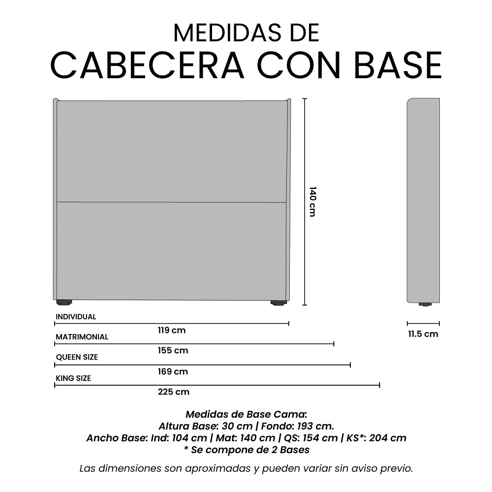 Cabecera Bruks con Base Cama
