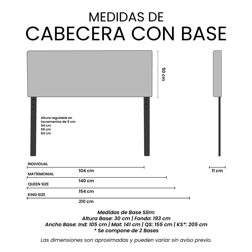 Cabecera Ventur con Base Cama Slim
