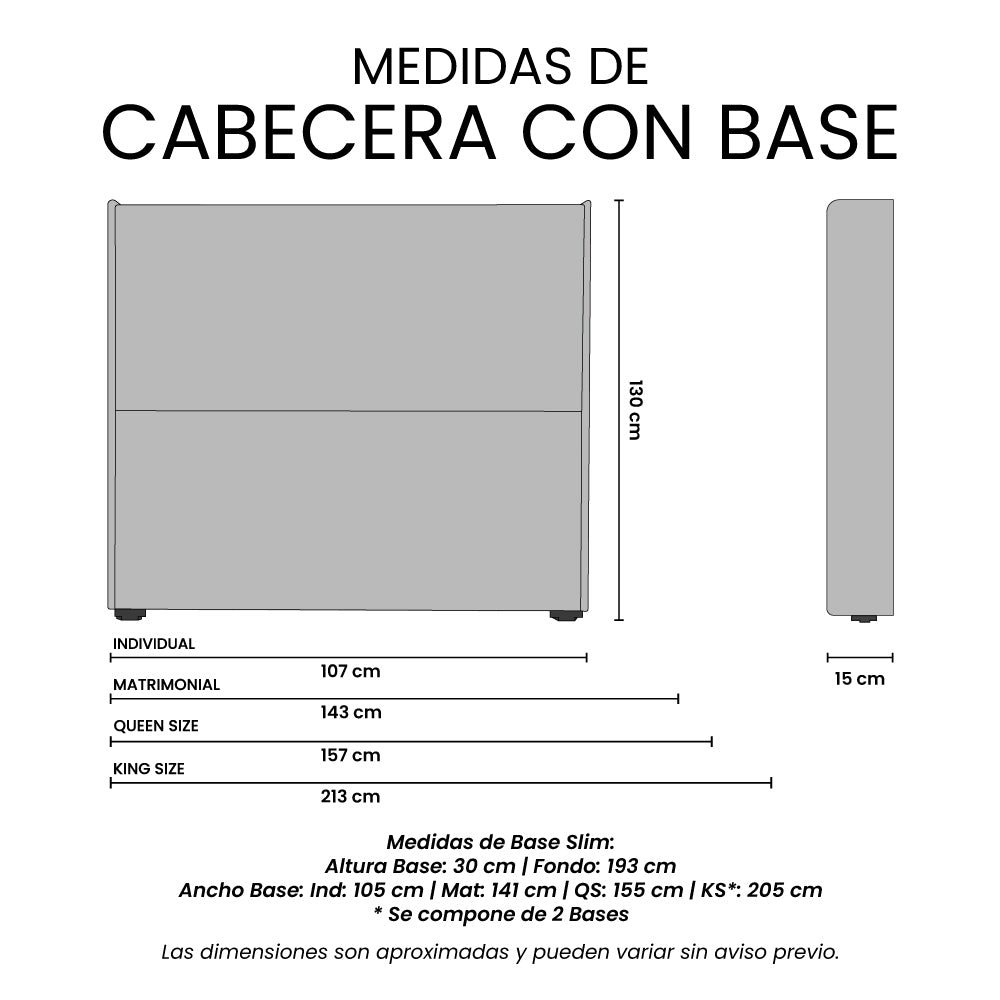 Cabecera Wing con Base Cama Slim