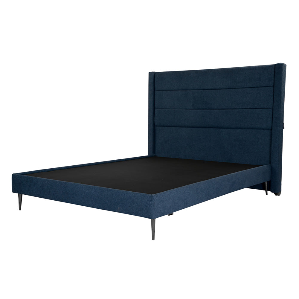 Cabecera Lugo con Base Cama Slim Azul con Ropa de Cama