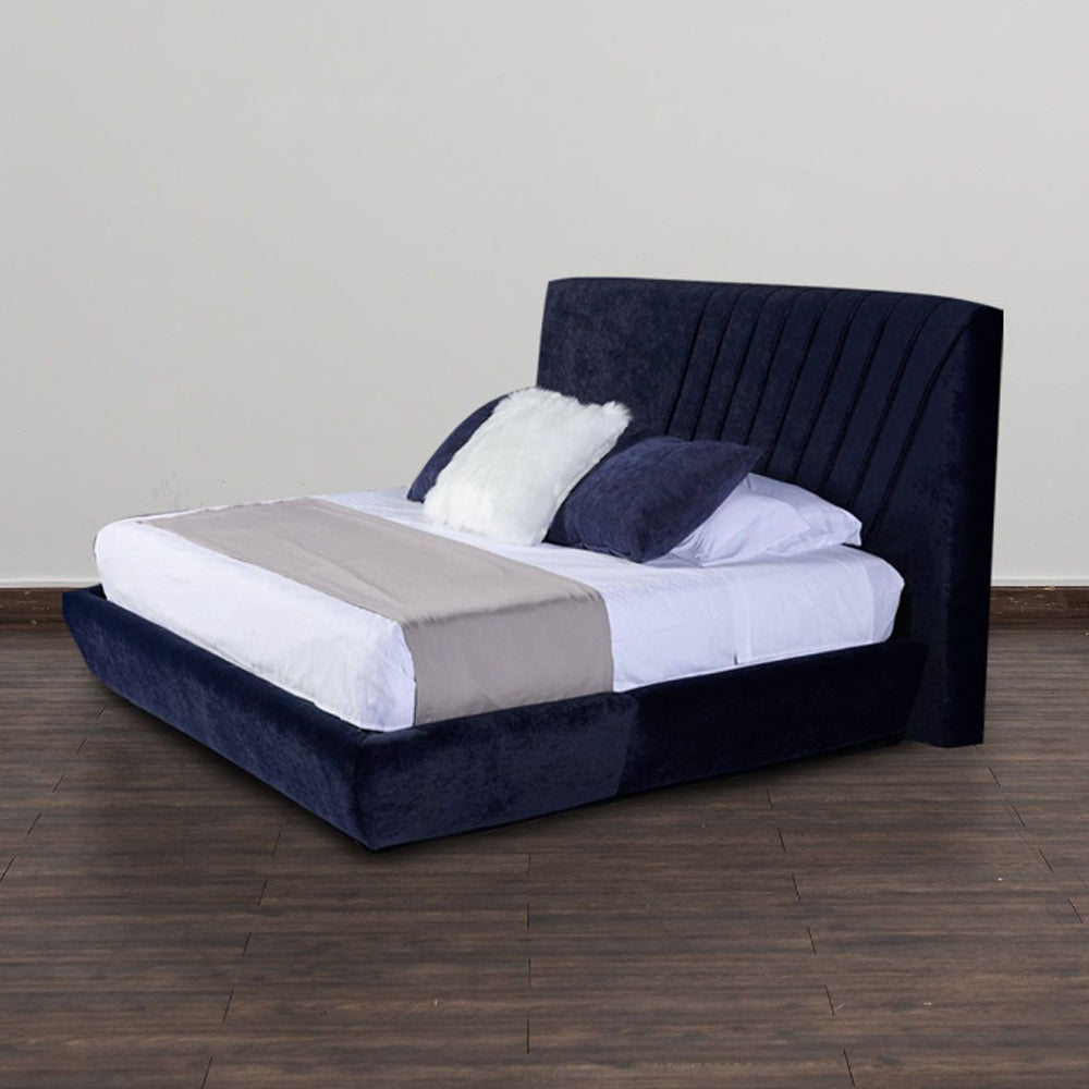 Cabecera Drax con Base Cama Azul. Regalo: Almohadas, Frazada y Libro