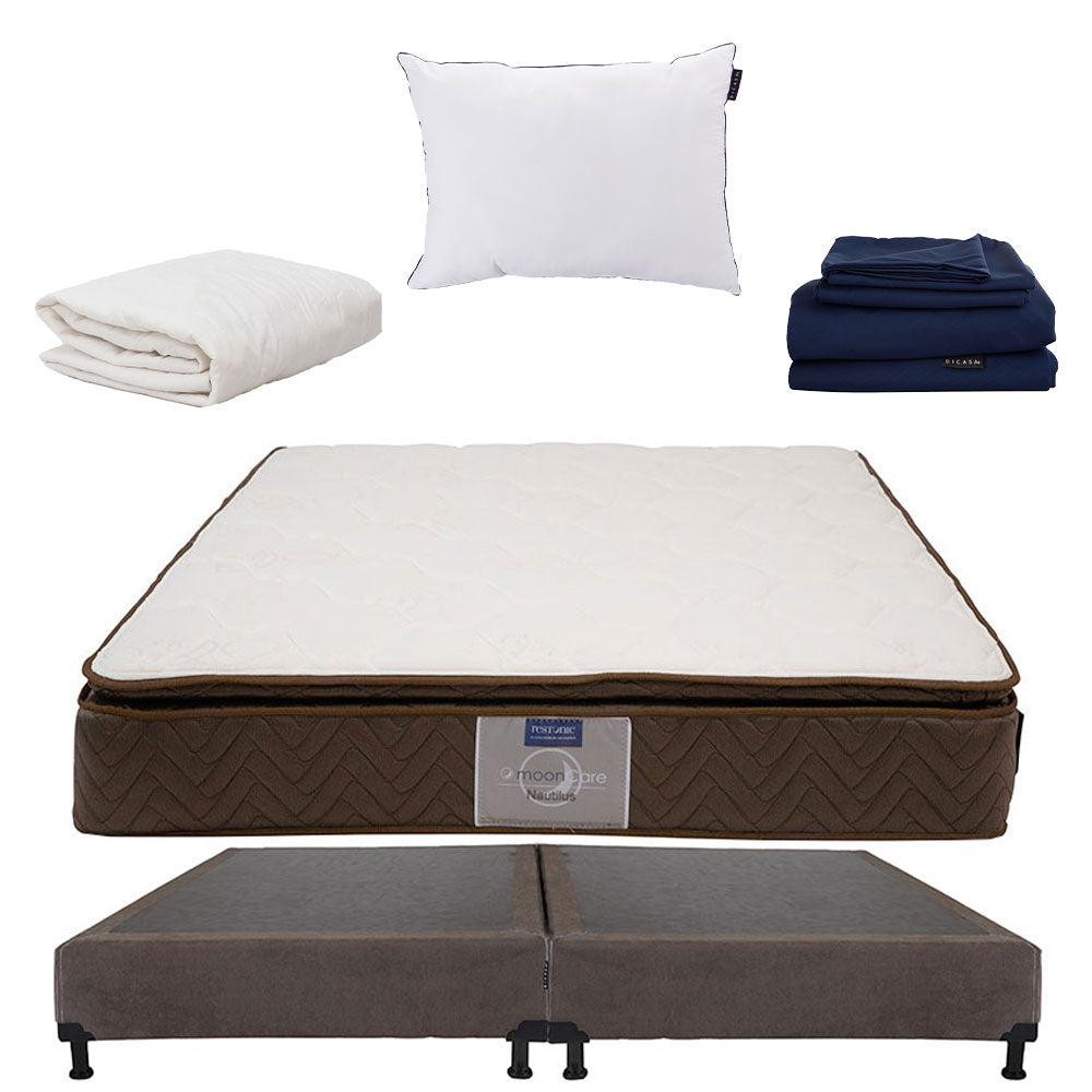 Colchón Restonic Nautilus Con Box Con Ropa de Cama