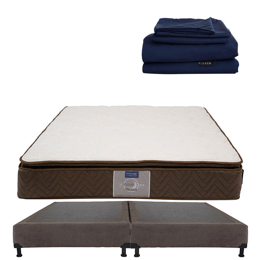 Colchón Restonic Nautilus Con Box Con Ropa de Cama