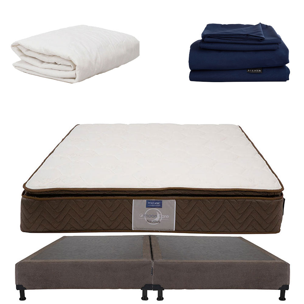 Colchón Restonic Nautilus Con Box Con Ropa de Cama