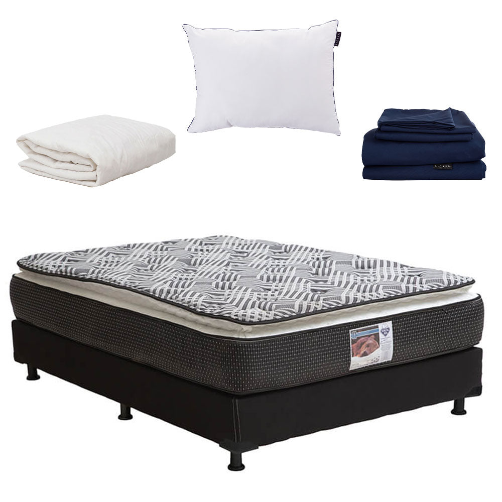 Colchón Spring Air Omega con Box con Ropa de Cama