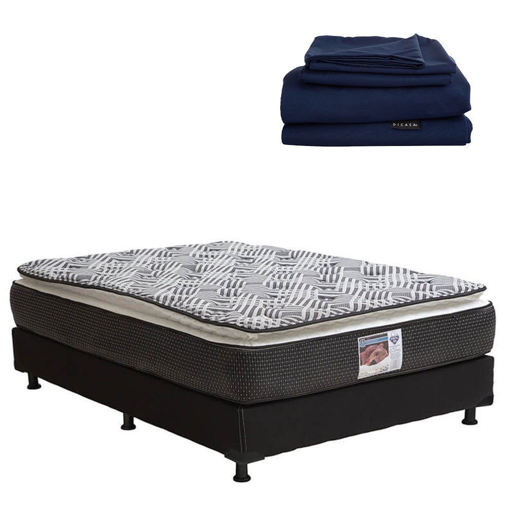 Colchón Spring Air Omega con Box con Ropa de Cama