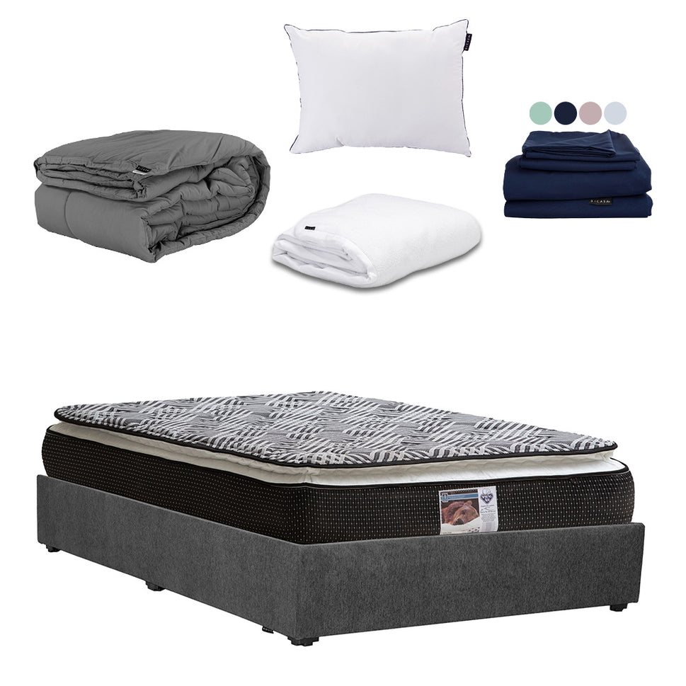 Colchón Spring Air Omega con Base Cama y Ropa de Cama