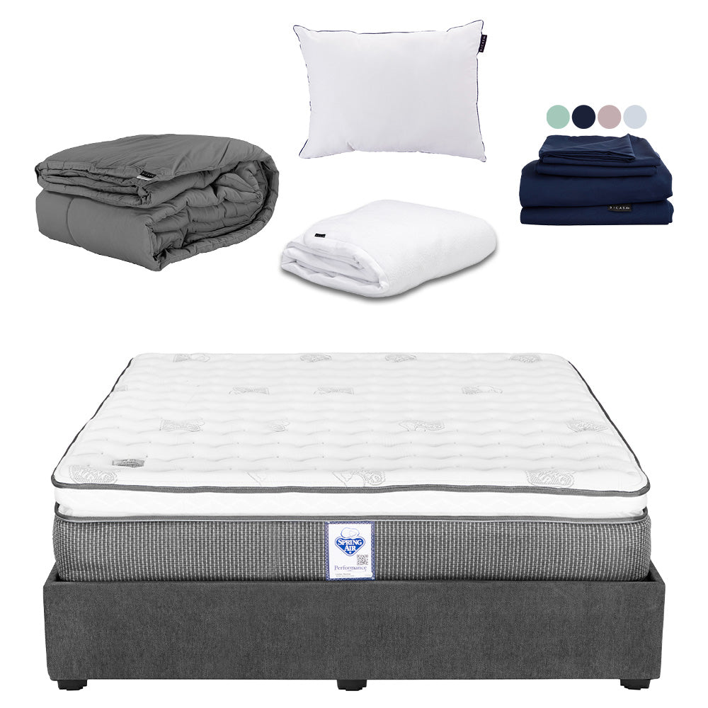 Colchón Spring Air Phantom con Base Cama y Ropa de Cama