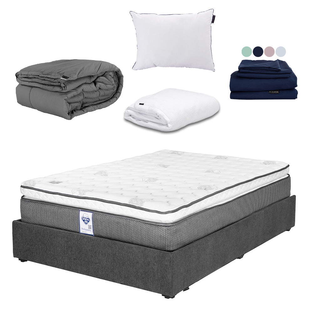 Colchón Spring Air Phantom con Base Cama y Ropa de Cama