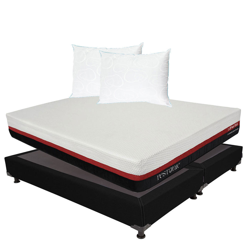 Colchón Restonic Lather con Box con Ropa de Cama